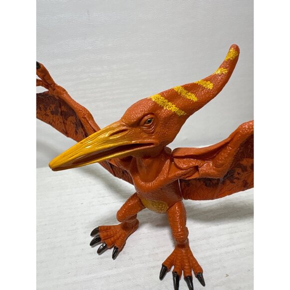 Kid Galaxy Posable Dinosaur Pteranodon -Articulated Wings & Legs Orange & Yellow - Picture 7 of 9